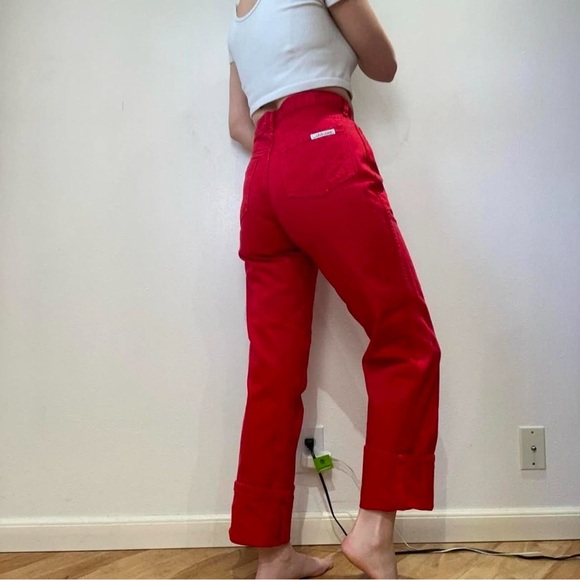 Calvin Klein Women's High Rise Red Jeans - Picture 5 of 6